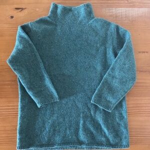 Vintage 90's, L.L. Bean, Wool Blend Knit Sweater, Mock Neck, Teal, Small